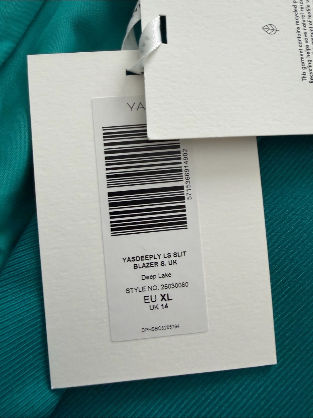 Y.A.S Oversized Turquoise Women's Blazer Longline Tailored Suit Jacket Size XL - Picture 7 of 12